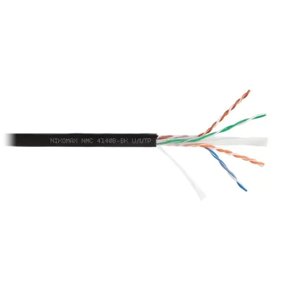 Витая пара U/UTP 4 пары Кат 6 solid BC AWG23 (0.55мм) OUT PE черный 305м