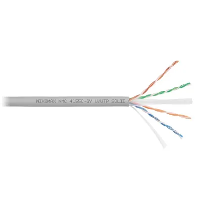 Витая пара U/UTP 4 пары Кат 6a solid BC AWG23 (0.57мм) IN LSZH нг(А)-HF серый 500м
