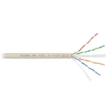 Витая пара U/UTP 4 пары Кат 6a solid BC AWG23 (0.57мм) IN нг(А)-LSLTx светло-серый 500м