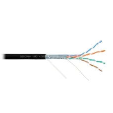 Витая пара F/UTP 4 пары Кат 5e solid BC AWG24 (0.51мм) IN LSZH нг(А)-HF черный 305м