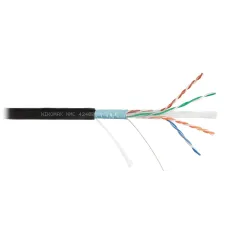 Витая пара F/UTP 4 пары Кат 6 solid BC AWG23 (0.55мм) OUT PE черный 305м