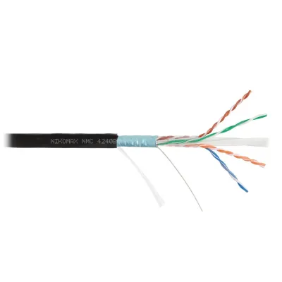 Витая пара F/UTP 4 пары Кат 6 solid BC AWG23 (0.55мм) OUT PE черный 305м