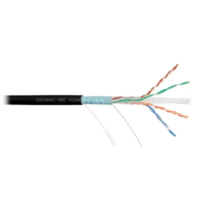 Витая пара F/UTP 4 пары Кат 6 solid BC AWG23 (0.55мм) IN LSZH нг(А)-HF черный 305м