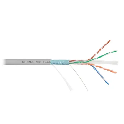 Витая пара F/UTP 4 пары Кат 6 solid BC AWG23 (0.55мм) IN LSZH нг(А)-HF серый 305м