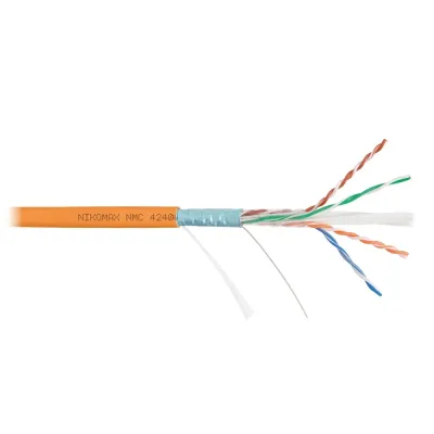 Витая пара F/UTP 4 пары Кат 6 solid BC AWG23 (0.55мм) IN LSZH нг(А)-HF оранжевый 305м