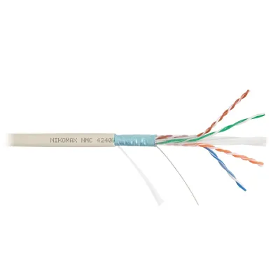 Витая пара F/UTP 4 пары Кат 6 solid BC AWG23 (0.55мм) IN нг(А)-LSLTx светло-серый 305м