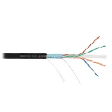 Витая пара F/UTP 4 пары Кат 6a solid BC AWG23 (0.57мм) OUT PE черный 500м