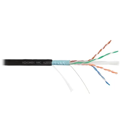 Витая пара F/UTP 4 пары Кат 6a solid BC AWG23 (0.57мм) OUT PE черный 500м