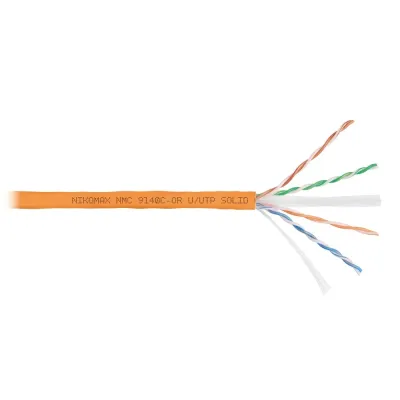 Витая пара U/UTP 4 пары Кат 6 solid BC AWG23 (0.57мм) IN LSZH нг(А)-HF оранжевый 305м
