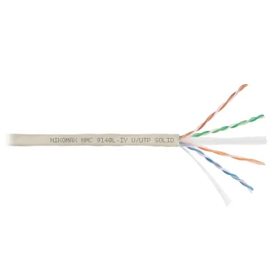 Витая пара U/UTP 4 пары Кат 6 solid BC AWG23 (0.57мм) IN нг(А)-LSLTx светло-серый 305м