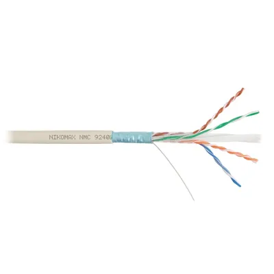 Витая пара F/UTP 4 пары Кат 6 solid BC AWG23 (0.57мм) IN нг(А)-LSLTx светло-серый 305м