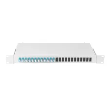Оптический кросс 19'' Essential Line, 1U, укомплектованный на 24 порта LC/UPC (12 двойных LC/UPC адаптеров), SM 9/125 OS2, стальной, серый, в комплекте: адаптеры, мон