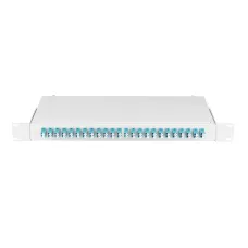Оптический кросс 19'' Essential Line, 1U, укомплектованный на 48 портов LC/UPC (24 двойных LC/UPC адаптера), SM 9/125 OS2, стальной, серый, в комплекте: адаптеры, мон