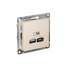 РОЗЕТКА USB ATLASDESIGN A+С, 5В/2,4А, 2х5В/1,2А, механизм, БЕЖЕВЫЙ