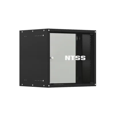 Шкаф настенный телекоммуникационный LIME 9U 550х600х500мм, 2 профиля 19, дверь стеклянная, боковые стенки несъемные, разобранный, черный RAL 9005
