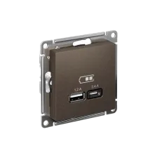 РОЗЕТКА USB ATLASDESIGN A+С, 5В/2,4А, 2х5В/1,2А, механизм, МОККО
