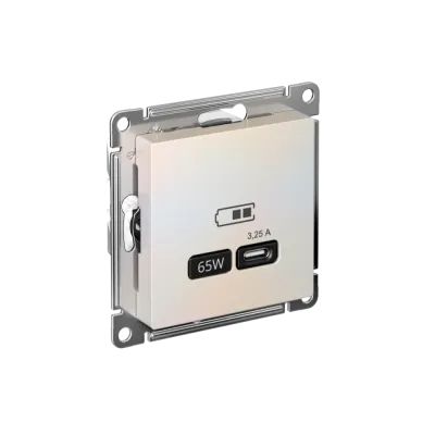 ATLASDESIGN USB РОЗЕТКА тип-C 65W высокоскор.заряд. QC, PD, механизм, ЖЕМЧУГ
