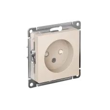 Розетка ATLASDESIGN без заземления со шторками 16А механизм бежевый