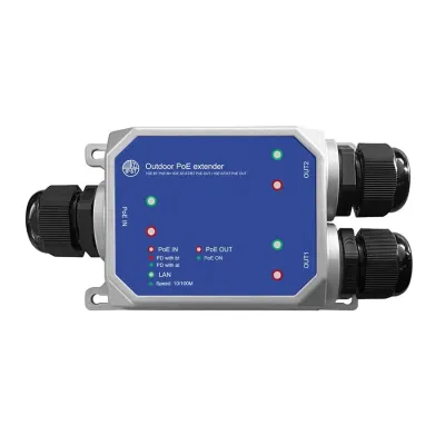 Удлинитель POE, 1 в 2 порт, уличный, 10/100Mbps, до250м/150м, 90Вт , до 5шт, IP67, алюминий