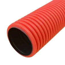 Труба гофрированная двустенная ПНД жесткая тип 750 (SN10) красная д160 6м (24м/уп)