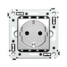 Avanti Розетка в стену 2P+E с з/ш  Закаленная сталь