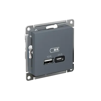 РОЗЕТКА USB ATLASDESIGN A+С, 5В/2,4А, 2х5В/1,2А, механизм, ГРИФИЛЬ