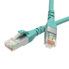 Патч-корд экранированный CAT6A S/FTP 4х2. LSZH. бирюзовый. 0.5 м