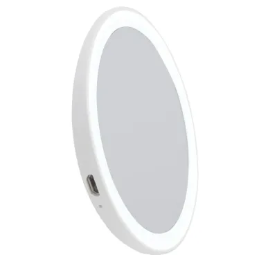 Зеркало карманное ULK-F73 SW/DIM/RECH WHITE с подсветкой с диммером Backstage Аккумулятор Li-Ion 150мАч в/к Теплый свет(3000К)/(4000К)/Дневной свет(6500К) белый