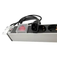 Блок розеток Rem-10 с выкл., 8 Sсhuko, 10 A, алюм., 19'', шнур 1.8 м. IEC 60320 C14
