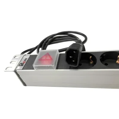 Блок розеток Rem-10 с выкл., 8 Sсhuko, 10 A, алюм., 19'', шнур 1.8 м. IEC 60320 C14