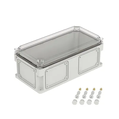 Корпус IP67,400х200х160 (выс.крышки 35),стнк.выбв.флнц.,прозр.крыш.