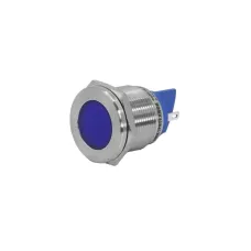 Индикаторная лампа GQ22T-D/L/B/220V/S, синяя, металл. корпус, светодиодная матрица d=22мм, 220В AC/DC (ЭТ)