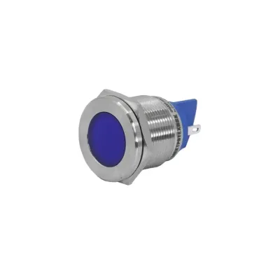 Индикаторная лампа GQ22T-D/L/B/220V/S, синяя, металл. корпус, светодиодная матрица d=22мм, 220В AC/DC (ЭТ)