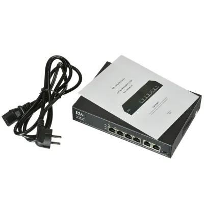 Коммутатор неуправляемый PoE 4 порта 10/100 Мб/с, 2хRJ45, 65 Вт 1NS04F-2T