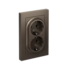 Розетка ATLASDESIGN двойная с заземлением 16А в сборе мокко