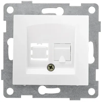 Розетка компьютерная RJ45 Bravo, механизм, одинарный, белый