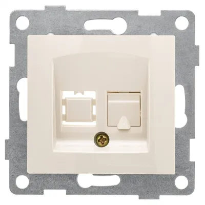 Розетка компьютерная RJ45 Bravo, механизм, одинарный, бежевый