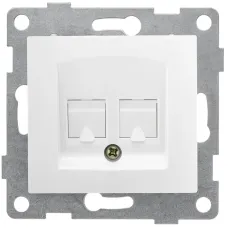 Розетка компьютерная и телефонная RJ45, RJ12 Bravo, механизм, белый