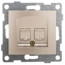 Розетка компьютерная и телефонная RJ45, RJ12 Bravo, механизм, шампань