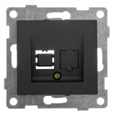 Розетка телефонная RJ12 Bravo, механизм, одинарный, графит