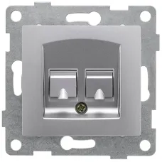 Розетка компьютерная RJ45 Ugra, механизм, одинарный, серебро