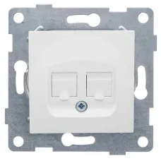 Розетка компьютерная RJ45 Ugra, механизм, двойной, белый