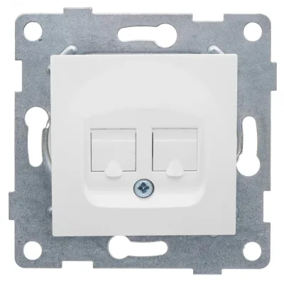 Розетка компьютерная RJ45 Ugra, механизм, двойной, белый
