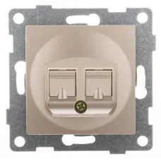 Розетка компьютерная RJ45 Ugra, механизм, двойной, шампань