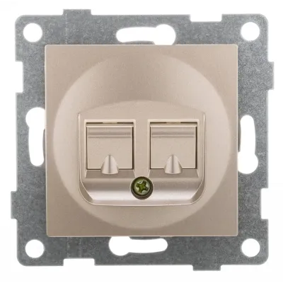 Розетка компьютерная RJ45 Ugra, механизм, двойной, шампань