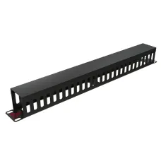 Органайзер кабельный 19 1U с крышкой, металлич    ский, цвет черный (RAL9004)