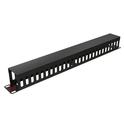 Органайзер кабельный 19 1U с крышкой, металлич    ский, цвет черный (RAL9004)