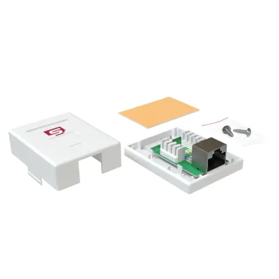 Розетка компьютерная RJ-45, категория 5e, экранированная, одинарная, внешняя, Dual IDC, цвет белый