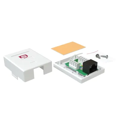 Розетка компьютерная RJ-45, категория 5e, неэкранированная, одинарная, внешняя, Dual IDC, цвет белый