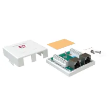 Розетка компьютерная RJ-45, категория 5e, экранированная, двойная, внешняя, Dual IDC, цвет белый